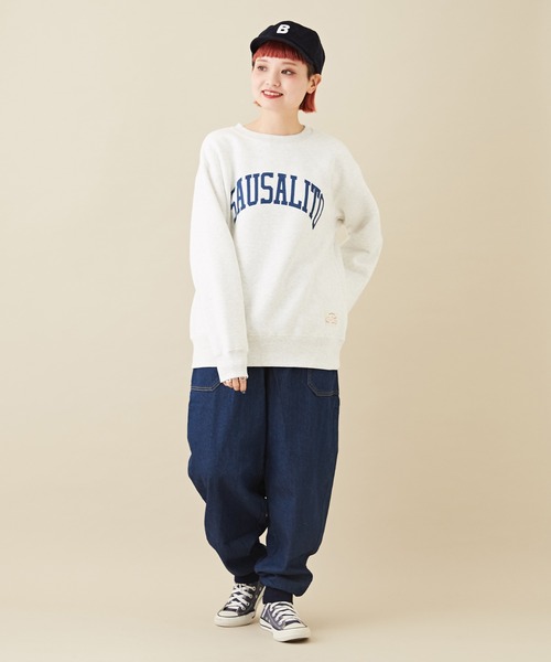 CUBE SUGAR（キューブシュガー）の「CVC裏毛裏起毛ロゴスウェットプルオーバー（スウェット・レディース・マルチ/トップグレー/グリーン/オートミール/ネイビー・M）」の19枚目の写真