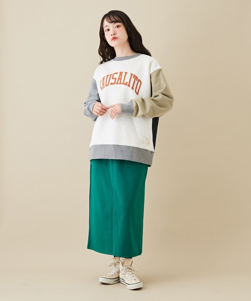 CUBE SUGAR（キューブシュガー）の「CVC裏毛裏起毛ロゴスウェットプルオーバー（スウェット・レディース・マルチ/トップグレー/グリーン/オートミール/ネイビー・M）」の22枚目の写真