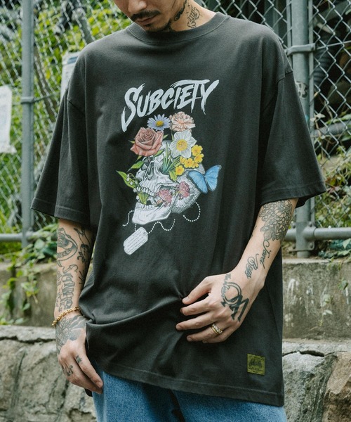 tシャツ SUBLIMATION/サブリメイション/グラフィックＴＥＥ レディース メンズ Subciety（サブサエティ）の「SKULL FLOWER TEE（Tシャツ