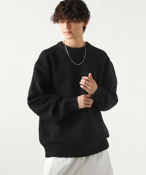 ASTRONOMY（アストロノミー）の「Buyer's Select/スポンジニットクルーネック長袖プルオーバー（ニット/セーター・メンズ・アイボリー/ブラック系/グレー系/ベージュ/ブラック・M/L）」の9枚目の写真