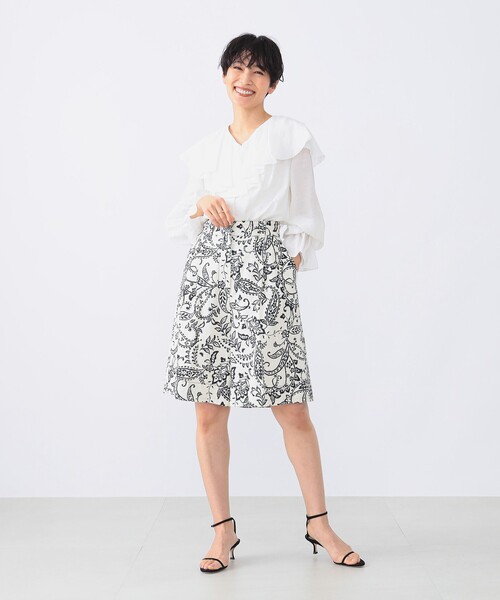 美品【Demi-Luxe BEAMS】 ラッフル ブラウス　OLIVE　ビームス Demi-Luxe BEAMS（デミルクス ビームス）の「Demi-Luxe BEAMS