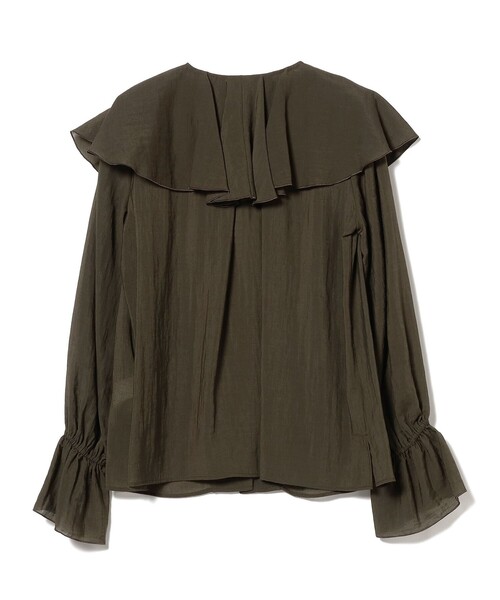美品【Demi-Luxe BEAMS】 ラッフル ブラウス　OLIVE　ビームス Demi-Luxe BEAMS（デミルクス ビームス）の「Demi-Luxe BEAMS
