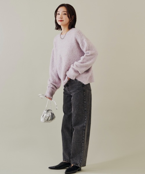 Shelly island（シェリーアイランド）の「モヘアタッチニットプルオーバー（ニット/セーター・レディース・ブラック/ライトパープル/ライトブルー/グレー・FREE）」の15枚目の写真