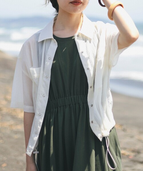 B:MING by BEAMS（ビーミングバイビームス）の「B:MING by BEAMS / 撥水 シアー シャツ（シャツ/ブラウス・レディース・ブラック/ホワイト系その他5・SMALL/MEDIUM）」の20枚目の写真