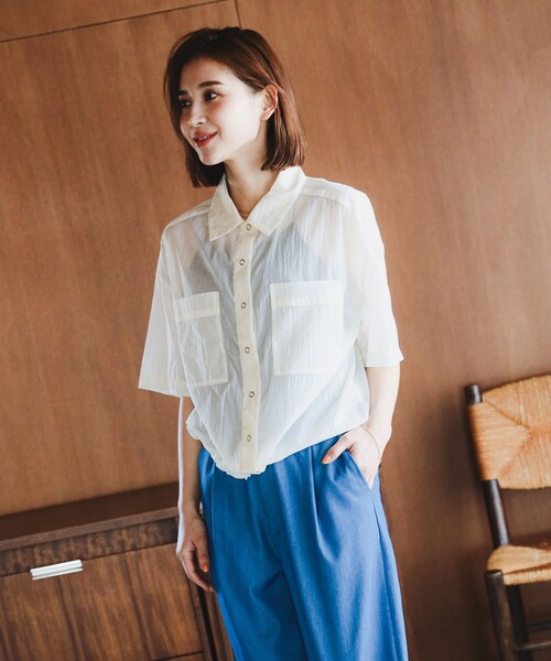 B:MING by BEAMS（ビーミングバイビームス）の「B:MING by BEAMS / 撥水 シアー シャツ（シャツ/ブラウス・レディース・ブラック/ホワイト系その他5・SMALL/MEDIUM）」の13枚目の写真