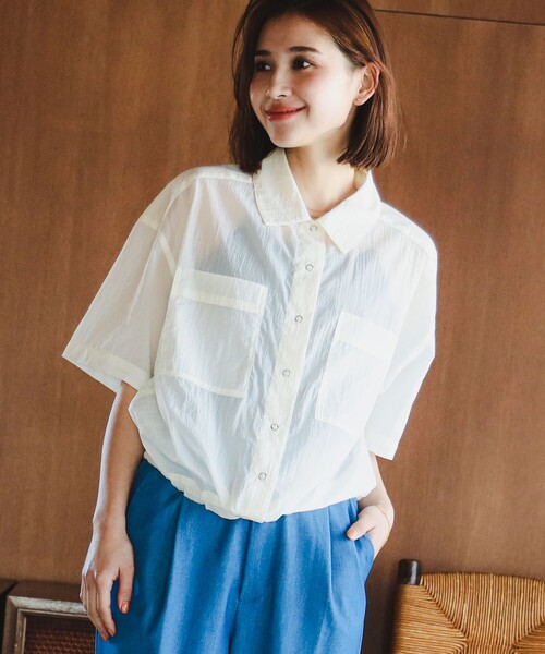 B:MING by BEAMS（ビーミングバイビームス）の「B:MING by BEAMS / 撥水 シアー シャツ（シャツ/ブラウス・レディース・ブラック/ホワイト系その他5・SMALL/MEDIUM）」の14枚目の写真