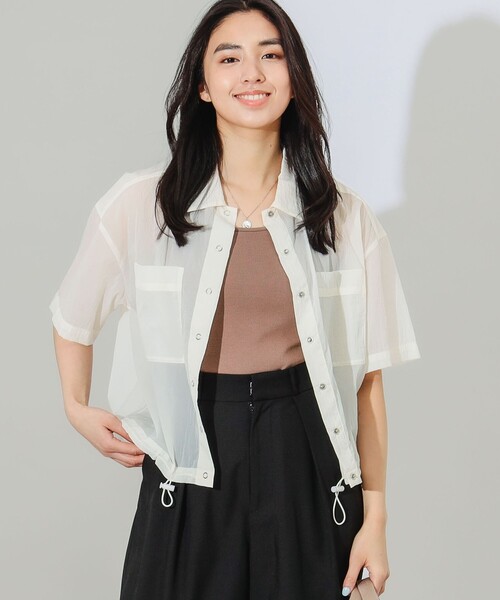 B:MING by BEAMS（ビーミングバイビームス）の「B:MING by BEAMS / 撥水 シアー シャツ（シャツ/ブラウス・レディース・ブラック/ホワイト系その他5・SMALL/MEDIUM）」の9枚目の写真