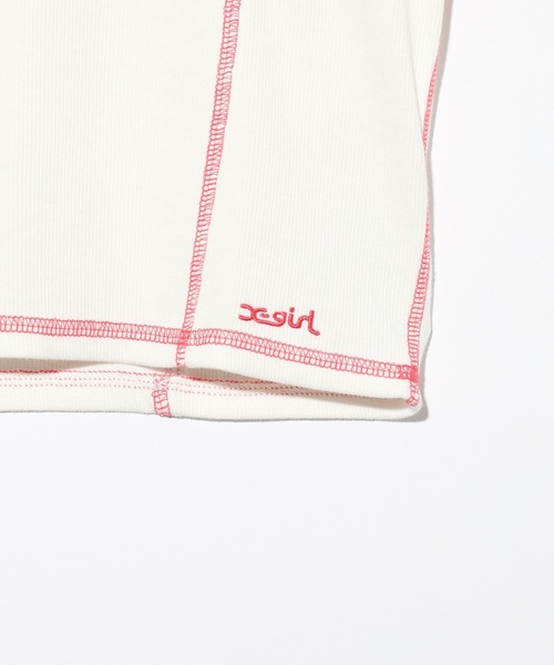 X-girl(エックスガール)の「CONTRAST STITCH BABY TEE(Tシャツ/カットソー・レディース・ブラック/ホワイト/ライトブルー・S/M)」の7枚目の写真