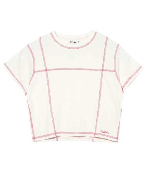 X-girl(エックスガール)の「CONTRAST STITCH BABY TEE(Tシャツ/カットソー・レディース・ブラック/ホワイト/ライトブルー・S/M)」の17枚目の写真