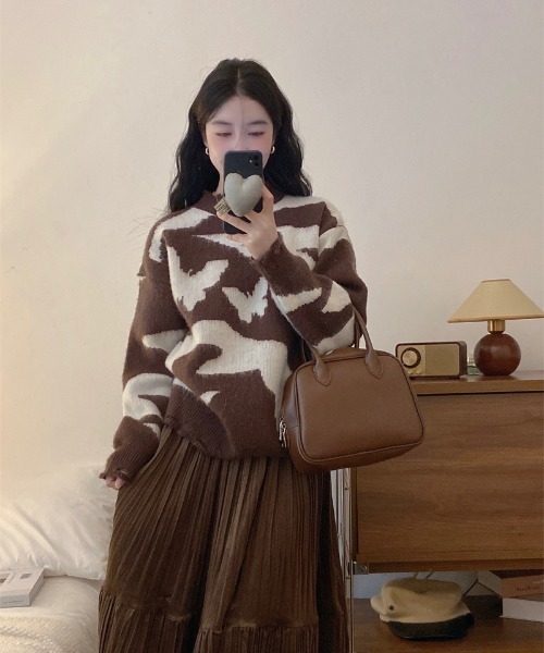 LAC-VERT（ラック・ヴェール）の「バタフライカモフラージュダメージニット（ニット/セーター・レディース・ブラック/ブラウン・FREE）」の10枚目の写真