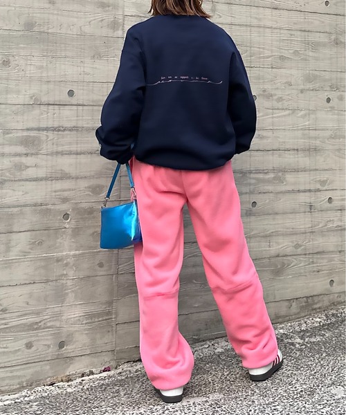 mi via loca(ミヴィアロカ)の「配色ステッチ フリースボア リブ切替スウェットパンツ(スウェットパンツ・レディース・チャコールグレー/ベージュ/ピンク/ブラック・FREE)」の22枚目の写真