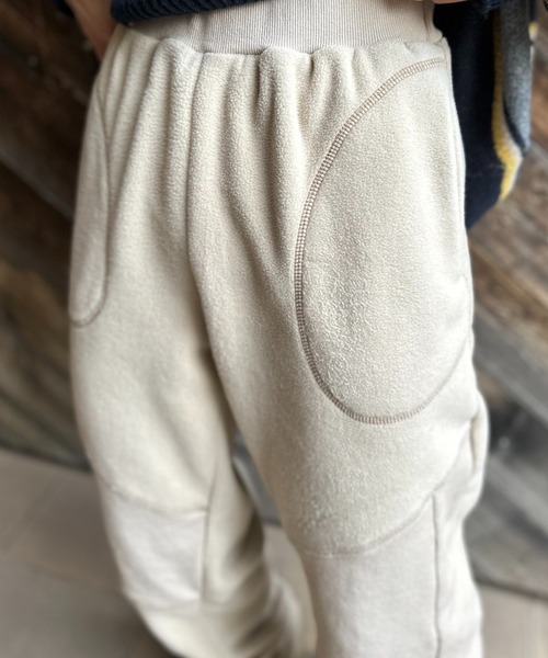 mi via loca(ミヴィアロカ)の「配色ステッチ フリースボア リブ切替スウェットパンツ(スウェットパンツ・レディース・チャコールグレー/ベージュ/ピンク/ブラック・FREE)」の12枚目の写真