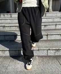 mi via loca（ミヴィアロカ）の「配色ステッチ フリースボア リブ切替スウェットパンツ（スウェットパンツ）」