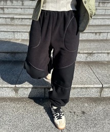 mi via loca（ミヴィアロカ）の「配色ステッチ フリースボア リブ切替スウェットパンツ（スウェットパンツ）」