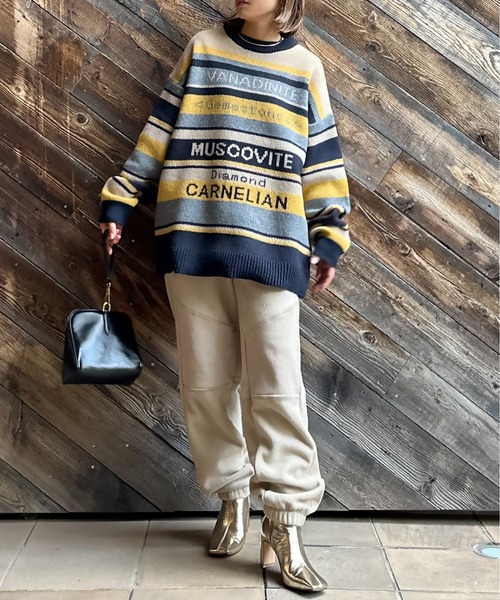 mi via loca(ミヴィアロカ)の「配色ステッチ フリースボア リブ切替スウェットパンツ(スウェットパンツ・レディース・チャコールグレー/ベージュ/ピンク/ブラック・FREE)」の18枚目の写真