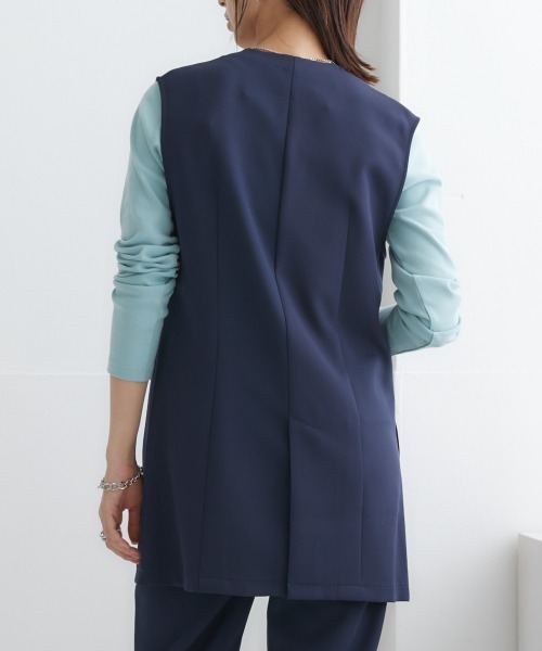 nissen（ニッセン）の「パール調ボタンジレ（ベスト・レディース・ベージュ/ネイビー・LL/L/M/S）」の8枚目の写真