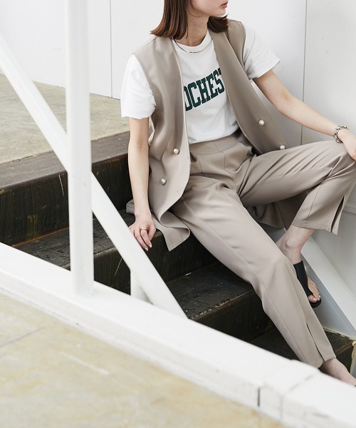 nissen（ニッセン）の「パール調ボタンジレ（ベスト・レディース・ベージュ/ネイビー・LL/L/M/S）」の18枚目の写真