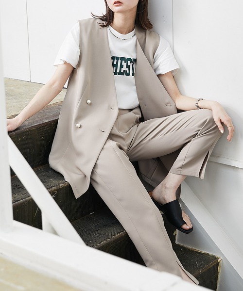 nissen（ニッセン）の「パール調ボタンジレ（ベスト・レディース・ベージュ/ネイビー・LL/L/M/S）」の21枚目の写真