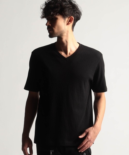バスケットリンクスジャガードＶネックプルオーバ（Tシャツ/カットソー）｜NICOLE CLUB FOR MEN（ニコルクラブフォーメン）