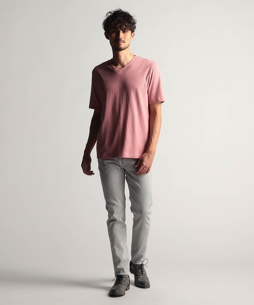 NICOLE CLUB FOR MEN（ニコルクラブフォーメン）の「バスケットリンクスジャガードＶネックプルオーバ（Tシャツ/カットソー・メンズ・シルバーグレー/ピンク系/ミント/ブラック/オフホワイト・MEDIUM/LARGE/X-LARGE）」の6枚目の写真