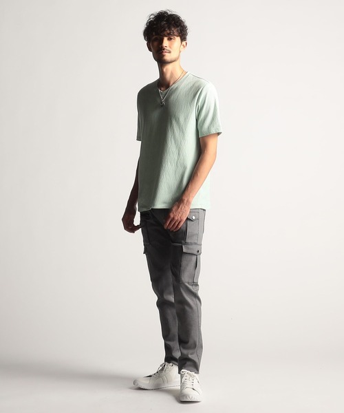 NICOLE CLUB FOR MEN（ニコルクラブフォーメン）の「バスケットリンクスジャガードＶネックプルオーバ（Tシャツ/カットソー・メンズ・シルバーグレー/ピンク系/ミント/ブラック/オフホワイト・MEDIUM/LARGE/X-LARGE）」の9枚目の写真