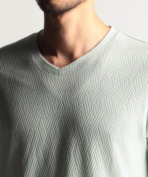 NICOLE CLUB FOR MEN（ニコルクラブフォーメン）の「バスケットリンクスジャガードＶネックプルオーバ（Tシャツ/カットソー・メンズ・シルバーグレー/ピンク系/ミント/ブラック/オフホワイト・MEDIUM/LARGE/X-LARGE）」の13枚目の写真