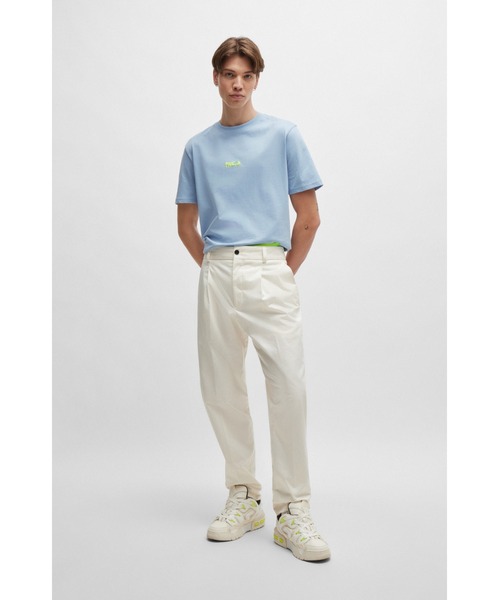 HUGO(ヒューゴ)の「ダブルロゴ コットンジャージー リラックスフィットTシャツ(Tシャツ/カットソー・メンズ・ブラック/ライトブルー・M/XL/XXL/XS/L/S)」の6枚目の写真