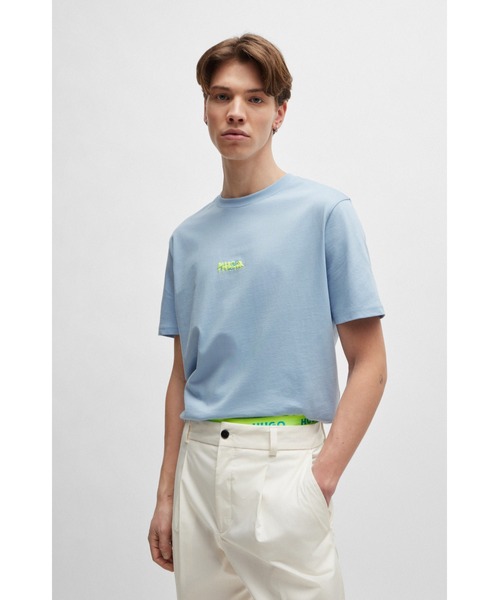 HUGO(ヒューゴ)の「ダブルロゴ コットンジャージー リラックスフィットTシャツ(Tシャツ/カットソー・メンズ・ブラック/ライトブルー・M/XL/XXL/XS/L/S)」の5枚目の写真