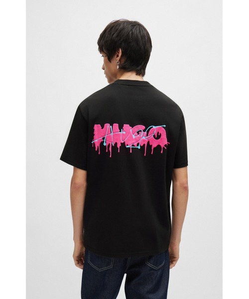 HUGO(ヒューゴ)の「ダブルロゴ コットンジャージー リラックスフィットTシャツ(Tシャツ/カットソー・メンズ・ブラック/ライトブルー・M/XL/XXL/XS/L/S)」の7枚目の写真