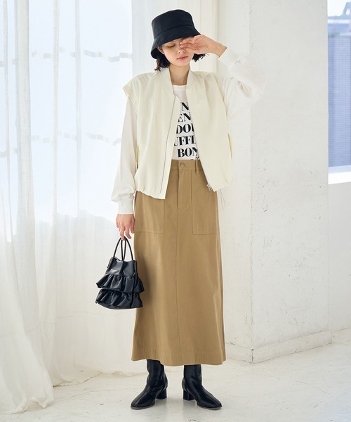 ROPE' PICNIC（ロペピクニック）の「コットンツイルAラインスカート（スカート・レディース・ブラック/ベージュ/カーキ・36/38）」の22枚目の写真