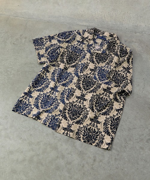 Many men, many minds リーフ柄バイカラーオープンシャツ（シャツ/ブラウス）｜JUGLANS（ユグランス）