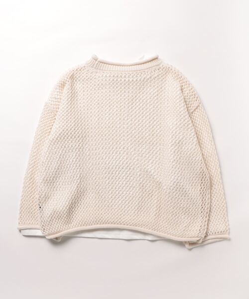 HONEYSUCKLE ROSE(ハニーサックルローズ)の「【HONEYSUCKLE ROSE】透かし編みニットレイヤード(ニット/セーター・レディース・ブラック/ブラック×ホワイト/オフホワイト・M/L)」の4枚目の写真