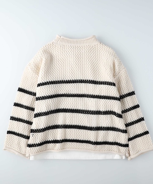 HONEYSUCKLE ROSE(ハニーサックルローズ)の「【HONEYSUCKLE ROSE】透かし編みニットレイヤード(ニット/セーター・レディース・ブラック/ブラック×ホワイト/オフホワイト・M/L)」の9枚目の写真