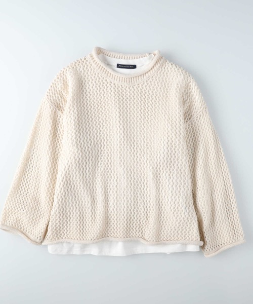 HONEYSUCKLE ROSE(ハニーサックルローズ)の「【HONEYSUCKLE ROSE】透かし編みニットレイヤード(ニット/セーター・レディース・ブラック/ブラック×ホワイト/オフホワイト・M/L)」の11枚目の写真