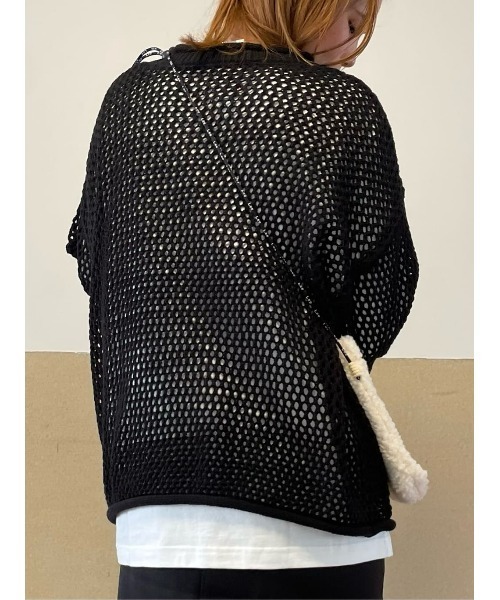 HONEYSUCKLE ROSE(ハニーサックルローズ)の「【HONEYSUCKLE ROSE】透かし編みニットレイヤード(ニット/セーター・レディース・ブラック/ブラック×ホワイト/オフホワイト・M/L)」の20枚目の写真