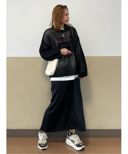 HONEYSUCKLE ROSE(ハニーサックルローズ)の「【HONEYSUCKLE ROSE】透かし編みニットレイヤード(ニット/セーター・レディース・ブラック/ブラック×ホワイト/オフホワイト・M/L)」の13枚目の写真