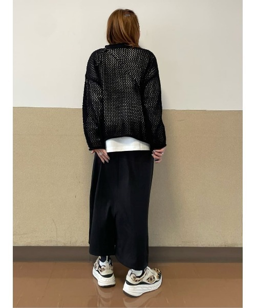 HONEYSUCKLE ROSE(ハニーサックルローズ)の「【HONEYSUCKLE ROSE】透かし編みニットレイヤード(ニット/セーター・レディース・ブラック/ブラック×ホワイト/オフホワイト・M/L)」の18枚目の写真