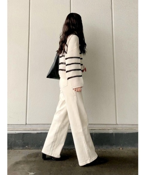 HONEYSUCKLE ROSE(ハニーサックルローズ)の「【HONEYSUCKLE ROSE】透かし編みニットレイヤード(ニット/セーター・レディース・ブラック/ブラック×ホワイト/オフホワイト・M/L)」の16枚目の写真