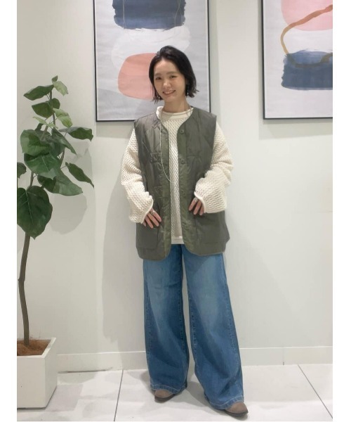 HONEYSUCKLE ROSE(ハニーサックルローズ)の「【HONEYSUCKLE ROSE】透かし編みニットレイヤード(ニット/セーター・レディース・ブラック/ブラック×ホワイト/オフホワイト・M/L)」の7枚目の写真