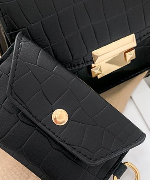 Miniministore(ミニミニストア)の「クロコ型押しショルダーバッグ ポーチ付き(ショルダーバッグ・レディース・アイボリー/ブラック/ラベンダー/ブルー・FREE)」の7枚目の写真