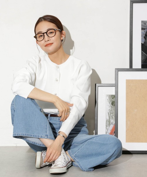 NANO universe(ナノユニバース)の「【追加生産】ライトスポンディッシュパールボタンカーディガン(カーディガン/ボレロ・レディース・ブラック/ホワイト/ダークネイビー/ベージュ/その他1・FREE)」の6枚目の写真