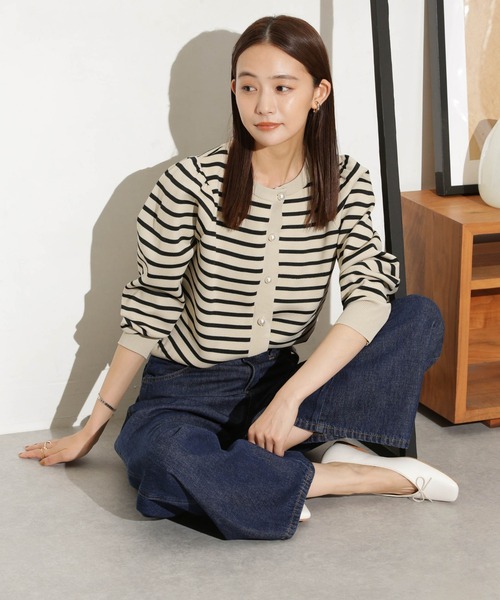 NANO universe(ナノユニバース)の「【追加生産】ライトスポンディッシュパールボタンカーディガン(カーディガン/ボレロ・レディース・ブラック/ホワイト/ダークネイビー/ベージュ/その他1・FREE)」の12枚目の写真