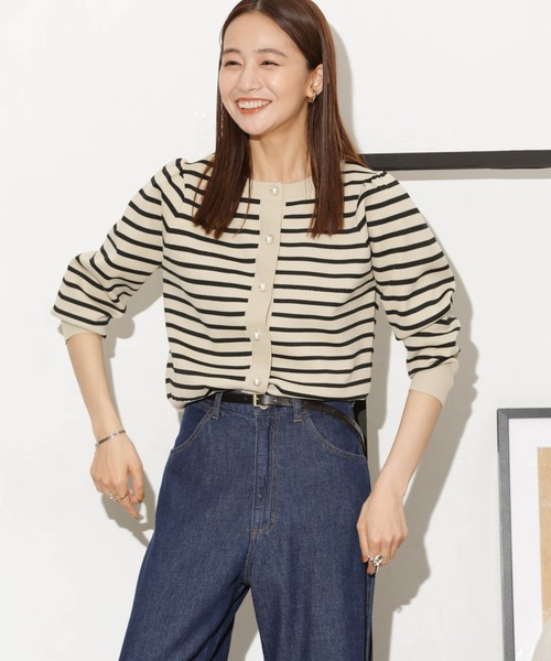 NANO universe(ナノユニバース)の「【追加生産】ライトスポンディッシュパールボタンカーディガン(カーディガン/ボレロ・レディース・ブラック/ホワイト/ダークネイビー/ベージュ/その他1・FREE)」の13枚目の写真