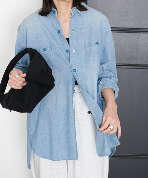 JOURNAL STANDARD（ジャーナルスタンダード）の「シャンブレーシャツ（シャツ/ブラウス・レディース・ブルー系その他/ホワイト×ホワイト・FREE）」の19枚目の写真