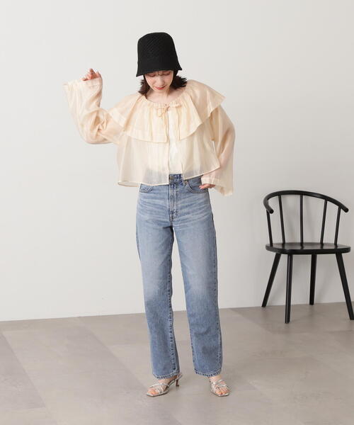 N.(N. Natural Beauty Basic)(エヌエヌナチュラルビューティーベーシック)の「◆ラッフルカラーシアーブラウス(シャツ/ブラウス・レディース・レッド/クリーム/ブラック・MEDIUM)」の18枚目の写真