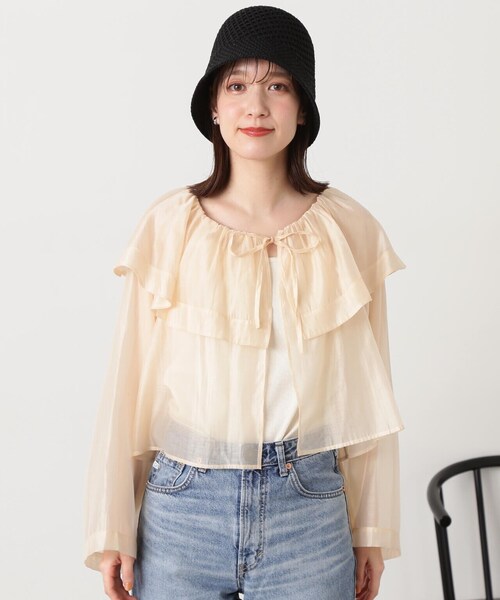 N.(N. Natural Beauty Basic)(エヌエヌナチュラルビューティーベーシック)の「◆ラッフルカラーシアーブラウス(シャツ/ブラウス・レディース・レッド/クリーム/ブラック・MEDIUM)」の13枚目の写真