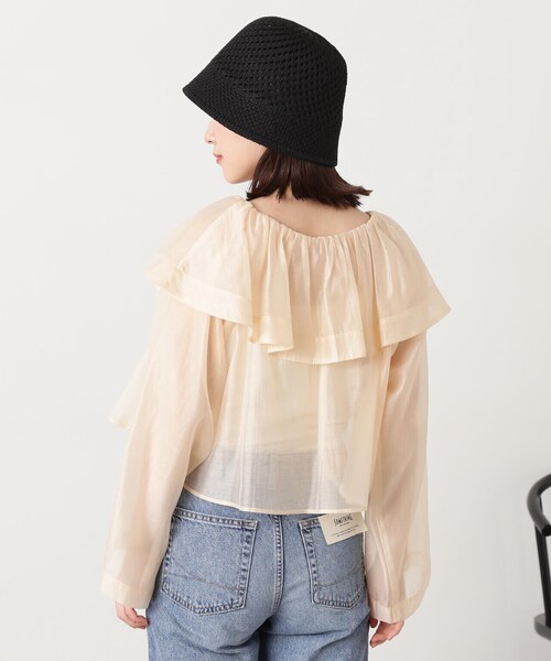 N.(N. Natural Beauty Basic)(エヌエヌナチュラルビューティーベーシック)の「◆ラッフルカラーシアーブラウス(シャツ/ブラウス・レディース・レッド/クリーム/ブラック・MEDIUM)」の11枚目の写真