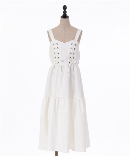 axes femme POETIQUE（アクシーズファムポエティック）の「レースアップティアードワンピース（ワンピース・レディース・ブラック/キナリ/インディゴブルー・MEDIUM）」の21枚目の写真