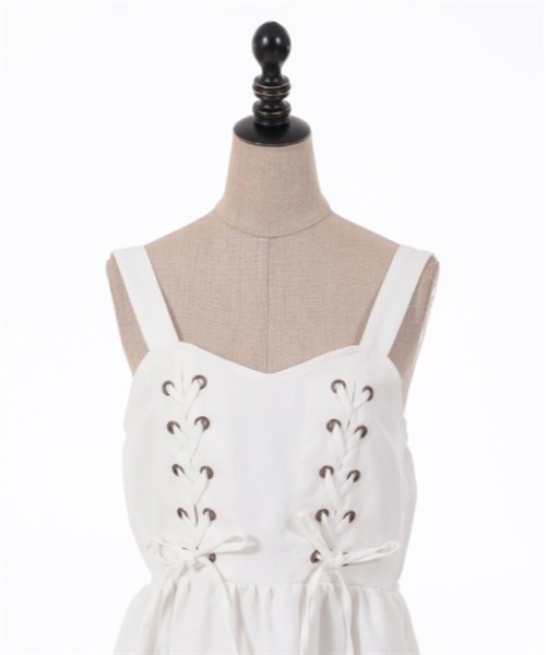 axes femme POETIQUE（アクシーズファムポエティック）の「レースアップティアードワンピース（ワンピース・レディース・ブラック/キナリ/インディゴブルー・MEDIUM）」の18枚目の写真