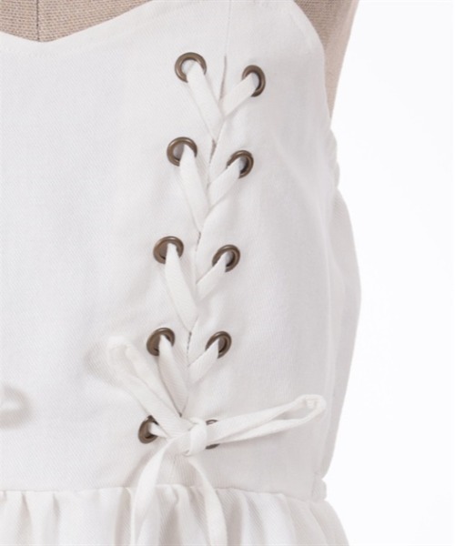 axes femme POETIQUE（アクシーズファムポエティック）の「レースアップティアードワンピース（ワンピース・レディース・ブラック/キナリ/インディゴブルー・MEDIUM）」の16枚目の写真